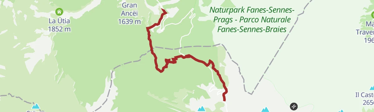 Route map: From San Cassiano/Sciaré to the Malga Valparola alp and to the Passo Valparola